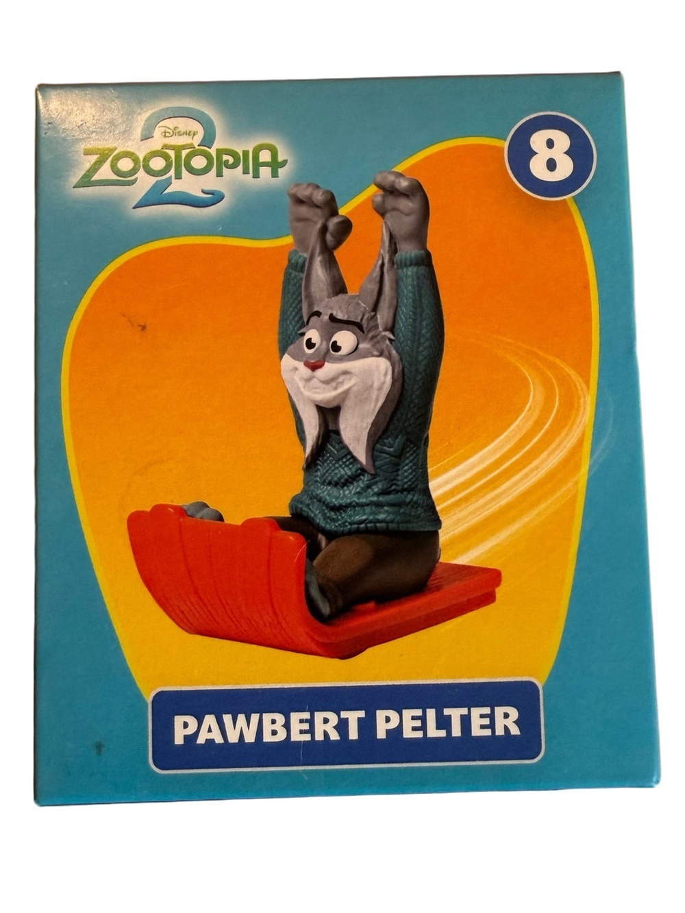 Disney Zootopia 2 Pawbert Pelter Figure - Blue Sweater, Gray, White, Red Sled